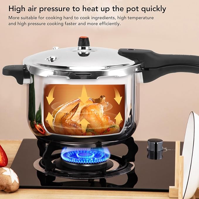 ciciglow Stainless Steel Pressure Cooker, Fast Cooking Pot with Safety Valve, Multifunctional Design, Intelligent, Universal for Induction Cooktops and Stoves, Comfortable (8L)