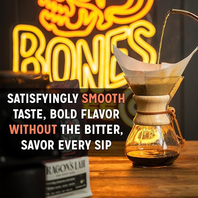 Bones Coffee Company Cherry Ice Cream Flavored Coffee, Medium Roast Low Acid Arabica Beans Compatible with Auto drip and French Press Coffee Maker, 12 Oz Whole Bean
