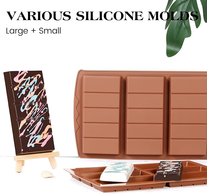 2 Pcs Chocolate Bar Mold Deep Large Chocolate Molds Silicone Break Apart Thick Silicone Molds for Candy Bar (5 Snap）