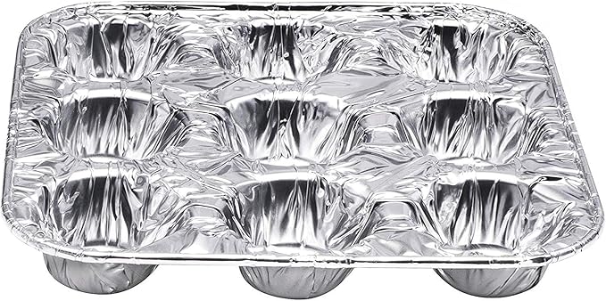 9-Cavity Mini Cupcake and Muffin Pans | Disposable Aluminium Baking Pans | Use for Baking Mini Muffin, Cupcake, Cake | For Weddings, Parties, Birthdays, Gatherings (48 Pack)