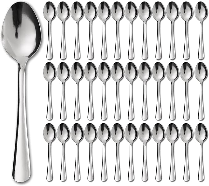 36 PCS Teaspoons Set - Windsor Stainless Steel Tea Spoons 5.9 Inch with Dishwasher Safe Small Spoons,Metal Dessert Spoon,Dinner Spoon Silverware for Home,Kitchen or Restaurant