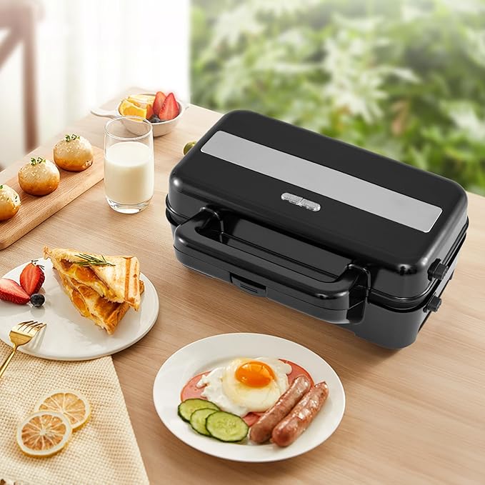 3 in 1 Sandwich Maker, 1082W Waffle Maker with Removable Plates, Sandwich Press with 5-Gear Temperature Control, Indicator Lights, Cool Touch Handle, Panini Press Grill for Breakfast