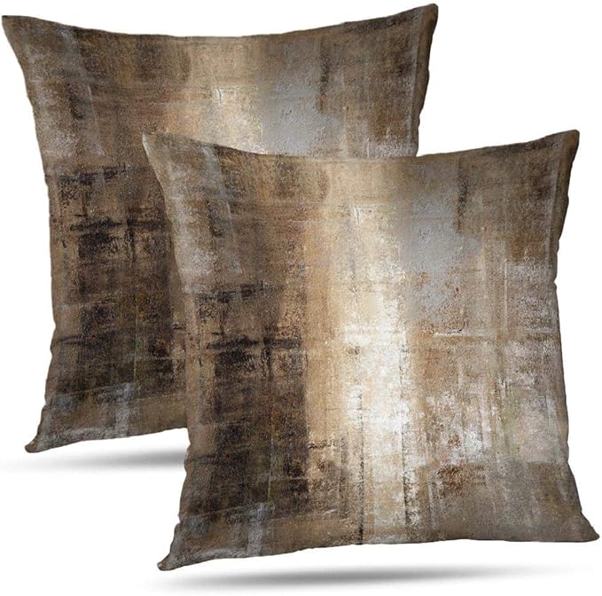 Taupe Throw Pillow Cover Pack of 2, Abstract Art Gallery Modern Decorative Cushion Cover for Bedroom Sofa Living Room(22 x 22 Inch,Taupe)