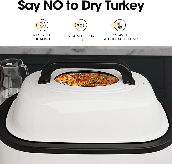 Roaster Oven 22Qt, Multifunctional Electric Roaster Oven for Turkey Meats Bread Soup Sauce, Fast-Cooking Turkey Roaster with Self-Basting Lid, Removable Pan and Rack, Stainless Steel