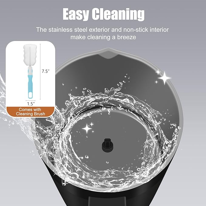 Milk Frother, 4-in-1 Milk Frother and Steamer, 13.5oz/400ml Automatic Hot and Cold Foam Maker and Milk Warmer, Electric Frother for Coffee, Latte, Cappuccino, Macchiato, Matcha(Ebony)