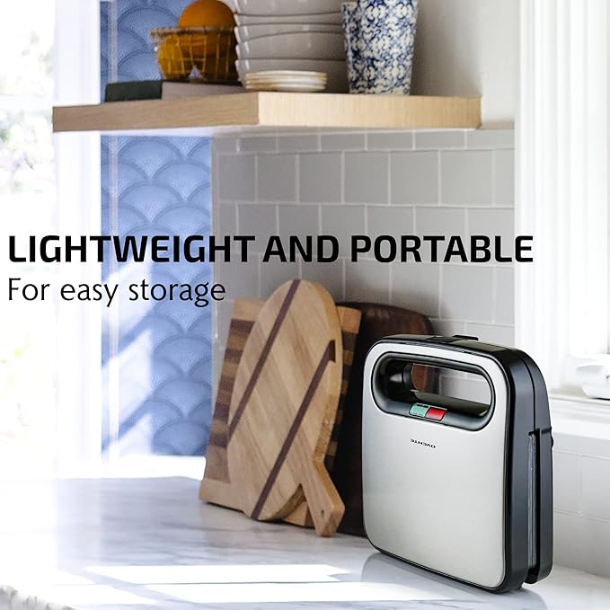 OVENTE Electric Sandwich Maker with Non-Stick Plates, Indicator Lights, Cool Touch Handle, Easy to Clean and Store, Perfect for Cooking Breakfast, Grilled Cheese, Tuna Melts and Snacks, Black GPS401B