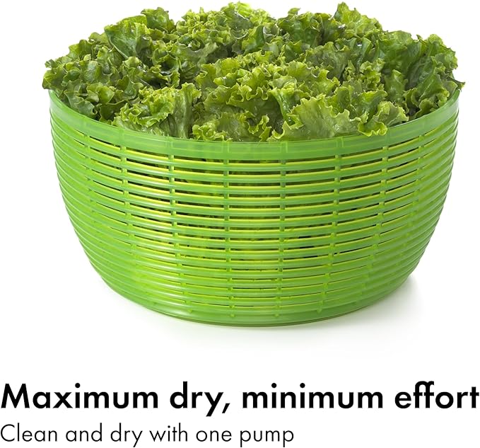 OXO Good Grips Salad Spinner - Large, Green Lettuce & Fruit Washer, BPA-Free, Easy One-Hand Pump