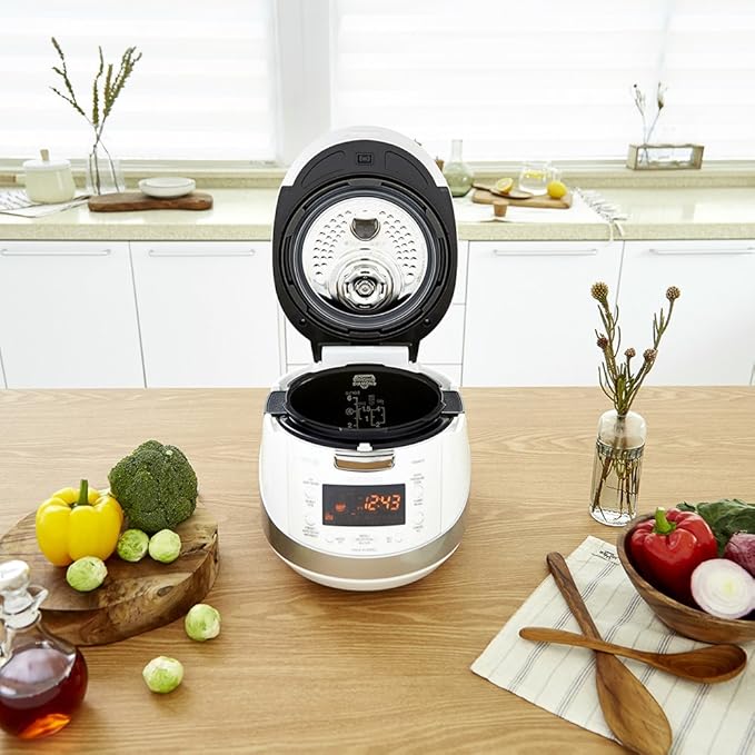 CUCKOO CRP-HS0657FW 6-Cup (Uncooked) / 12-Cup (Cooked) Induction Heating Pressure Rice Cooker with Nonstick Inner Pot, 16 Menu Modes, Safe Steam Release, Korean Voice Guide, Auto Clean (White/Silver)