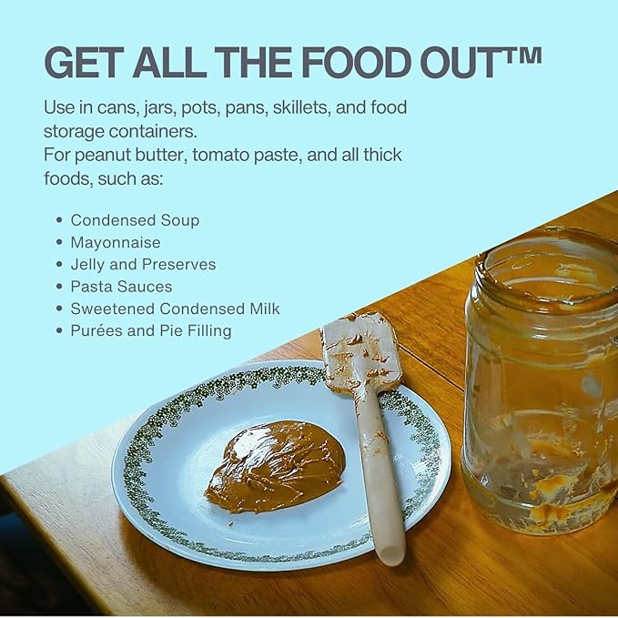 TWO Food Saving, Fast Kitchen Scrapers that Get ALL Food Out of Cans and Jars, esp. corners and bottoms. For peanut butter, mayonnaise, tomato paste, purées, etc. Dishwasher-safe. (Turquoise/Slate)