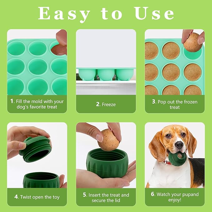 9Cavities Silicone Dog Treat Mold for Woof Pupsicle & Power Chewer Pupsicle, Frozen Dog Treat Molds for Making Refill Treats, Reusable Treat Tray for The Pupsicle Toy 10-25lbs (Small)