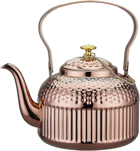 SANQIAHOME Antique 1.2L (40Oz) Stainless Steel Teapot with Infuser copper