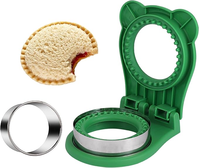 Sandwich Cutter and Sealer, Decruster Sandwich Maker for kids lunch Uncrustable Sandwich Maker，Easy for School Lunchbox and Bento Box Green