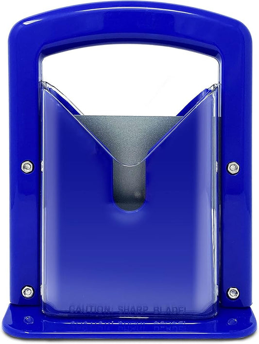 Slyce - Bagel Slicer, Bagel Cutter with Safety Shield and Safe Grip, Bagel Holder for Cutting Large and Small Bagels, Stainless Steel Blade (Blue)