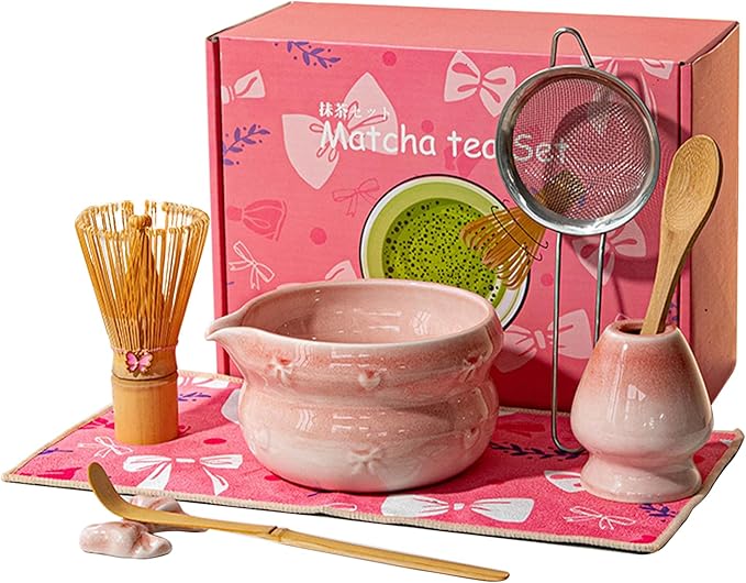 Matcha Whisk Set, 8PCS Matcha Set-16OZ Matcha Bowl With Spout, Matcha Whisk and Holder, Ideal Gift for Christmas, Birthday