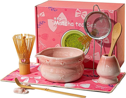 Matcha Whisk Set, 8PCS Matcha Set-16OZ Matcha Bowl With Spout, Matcha Whisk and Holder, Ideal Gift for Christmas, Birthday