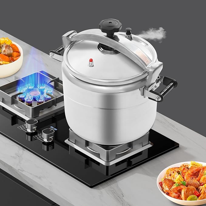 32 Quart Pressure Cooker Aluminum Pressure Canner, Large Capacity, Commercial Pressure Cooker Clamp On Type, Single Valves for Family or Commercial Use