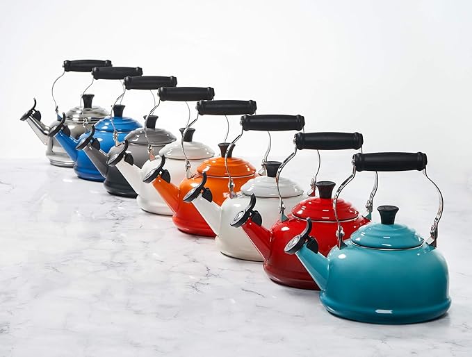 Le Creuset Enamel On Steel Whistling Tea Kettle, 1.7 qt., Caribbean