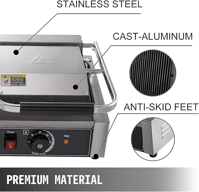 Sandwich Toaster, Electric Sandwich Press Grill, Deep Fill Toastie Maker with Non-Stick Plates, 2200W Sandwich Press Maker, 180° Flat Open, Stainless Steel, Easy to Clean