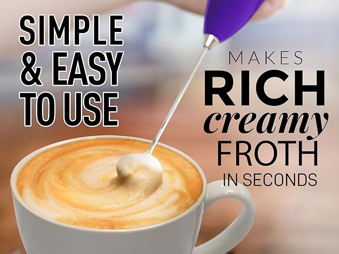 Zulay Kitchen Milk Frother Wand – High-Speed Handheld Frother with Upgraded Stand – Electric Foam Maker with Stainless Steel Whisk