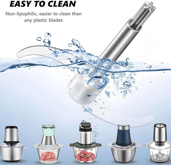 All Stainless Steel Chopping Blade, Plastic-Free Universal 8 Cup Food Processor Blade Compatible with Ganiza, KOIOS, Syvio, Kitchen in the box, Homeasy & More 8 Cup Bowls