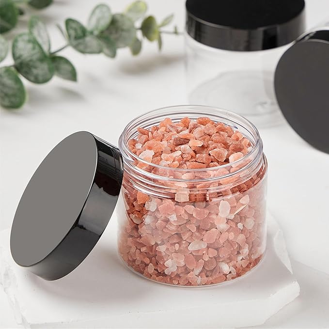 TUZAZO 6 Oz Plastic Container Jars with Lids and Labels BPA Free, Empty Round Clear Cosmetic Containers Plastic Slime Jars for Lotion, Cream, Ointments, Body Butter, Makeup, Travel Storage (12 Pack)