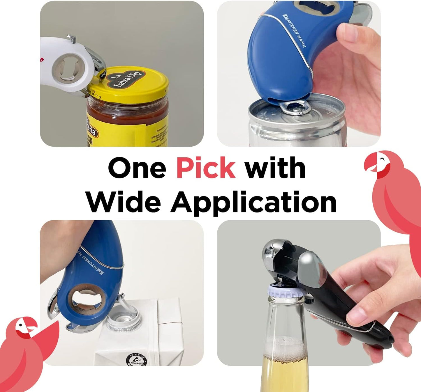 Kitchen Mama Epic One Multifunction Opener: Magnetic Bottle Opener, Beer Soda Opener, Effortless Jar Lid Opener for Seniors and Elderly with weak Hands and Arthritis, Essential Kitchen Gadget (Teal)