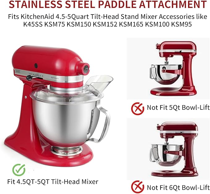 Gdrtwwh 5QT Bowl and Pouring Shield Attachment for Kitchenaid Tilt-Head Stand Mixer