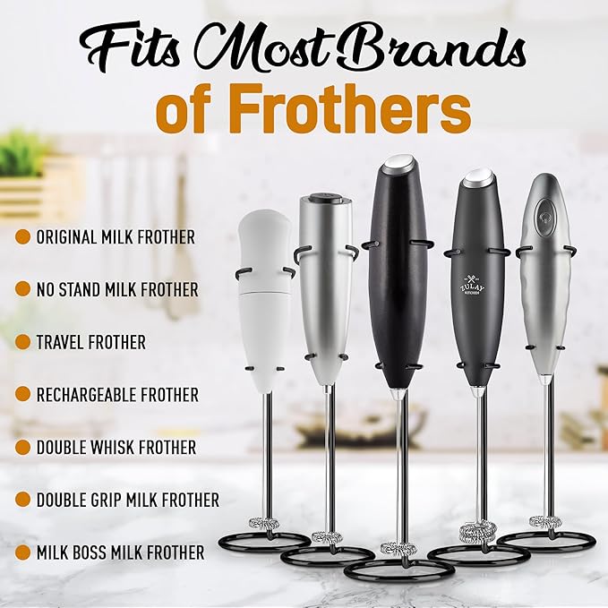 Zulay Kitchen Original Frother Stand for Milk Frothers - Heavy Duty, Premium Rust Resistant Milk Frother Holder for Multiple Types of Handheld Frothers (Black)