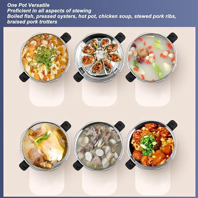 Mini Pressure Cooker 1.8 Liter/1.6 Quart, Small Pressure Cooker, 304 Stainless Steel Pressure Cooker, Safe Explosion Proof Dual Handle fit for Gas Stove Induction Cooker