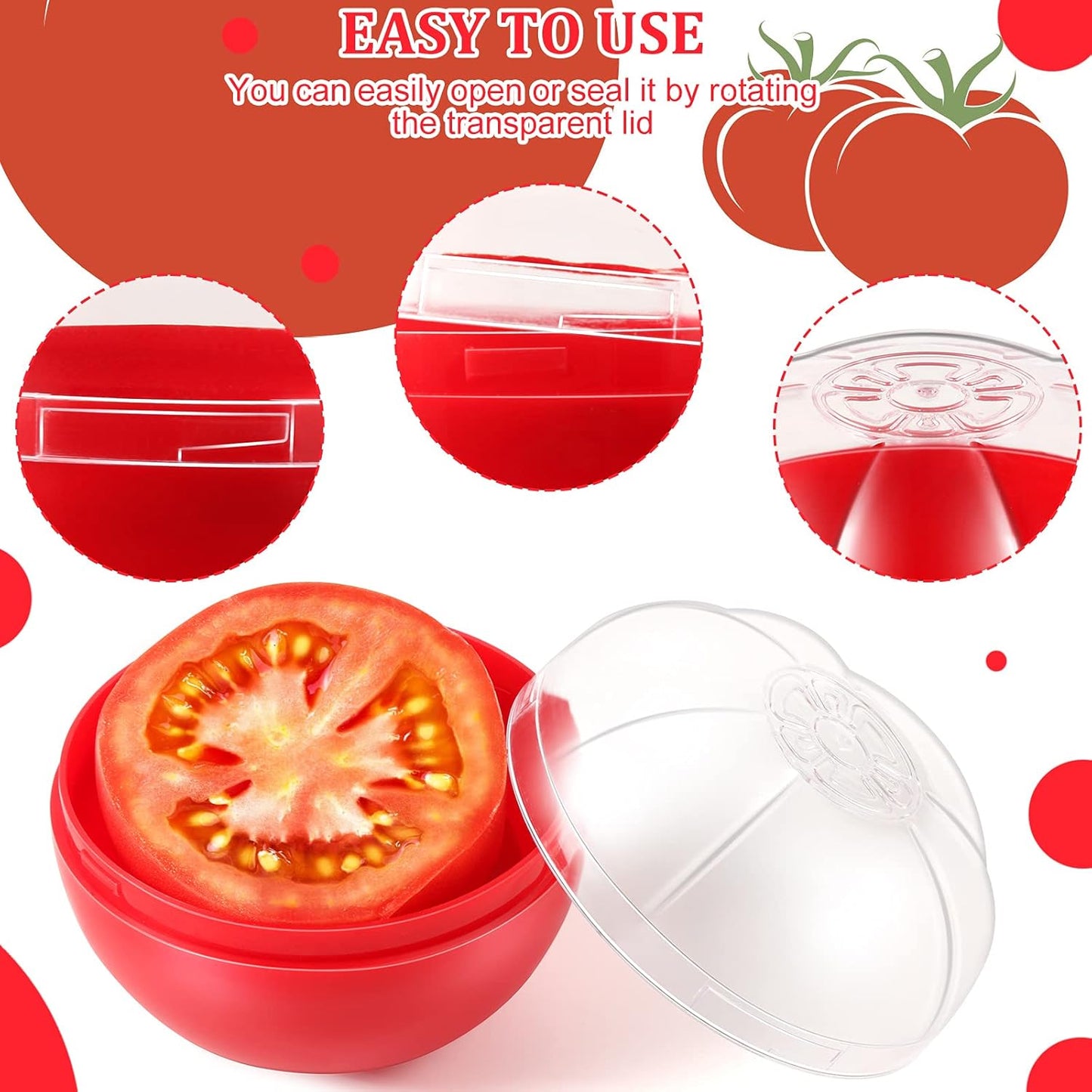 Vegetable and Fruit Storage Containers for Fridge, 4 Pcs BPA Free Reusable Food Saver - Tomato, Garlic, Onion, Lemon Keeper Holder - Refrigerator Vegetable Crisper Makes Food Stays Fresh Longer