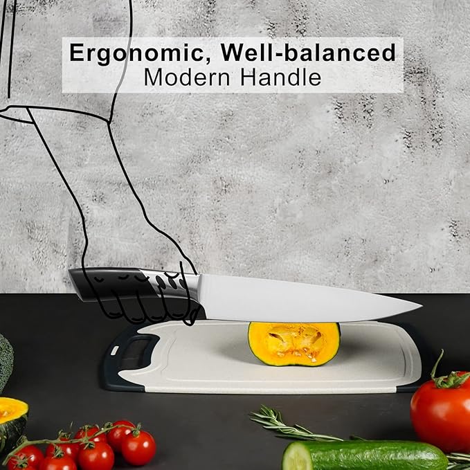 3PCS High Carbon Stainless Steel Kitchen Knife Set - 8" Chef Knife, 7" Santoku Knife, 5" Utility Knife | Sharp, Rust-Resistant Cooking Knives for Home Kitchen, BBQ| Ideal Gift for Cooks