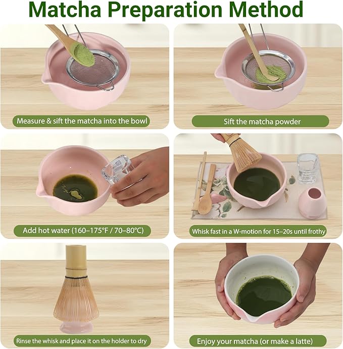 Matcha Whisk Set – 10 Pcs Matcha Kit with Sakura Pink Bowl and Whisk – Ceremonial Matcha Kit, Matcha Starter Kit & Accessories – Japanese Matcha Set Gift for Tea Ceremony and Matcha Lovers