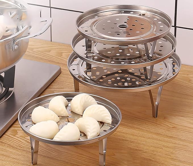 (2 Pack) Pressure Cooker Rack Food Steam Basket Rack Dia 7.67" Inch with 3 Short and 3 Tall Detachable Legs for Small Jars- Fits Pot 5,6,8 qt Pressure Cooker (7.67"/195mm)