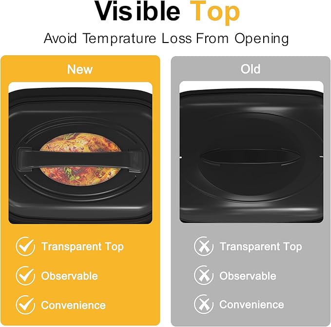 Roaster Oven, Electric Roaster Oven with Viewing Lid, Large Roaster with Removable Pan & Rack, Turkey Roaster with Unique Defrost/Warm Function, Stainless Steel, Red, 24QT