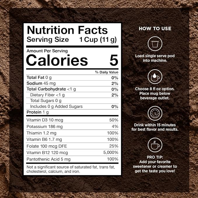 VitaCup Focus Mushroom Coffee Pods, Vanilla Flavored Coffee with Chaga, Lion’s Mane, Vitamins, Medium Dark Roast Arabica Beans, Recyclable Single Serve Pods Compatible with Keurig K-Cup Brewers, 16 Ct