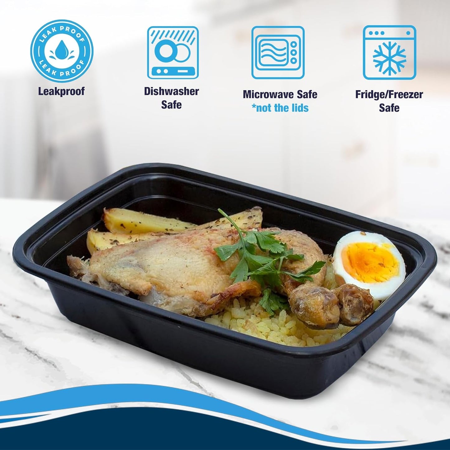 Ruthy's Outlet Meal Prep Containers W/Lids -Square Food Storage – BPA-Free| Stackable | Microwave | Freezer & Dishwasher Safe | Reusable Lunch Bento Box Portion Control & Planning (50 Pack, 12 oz)