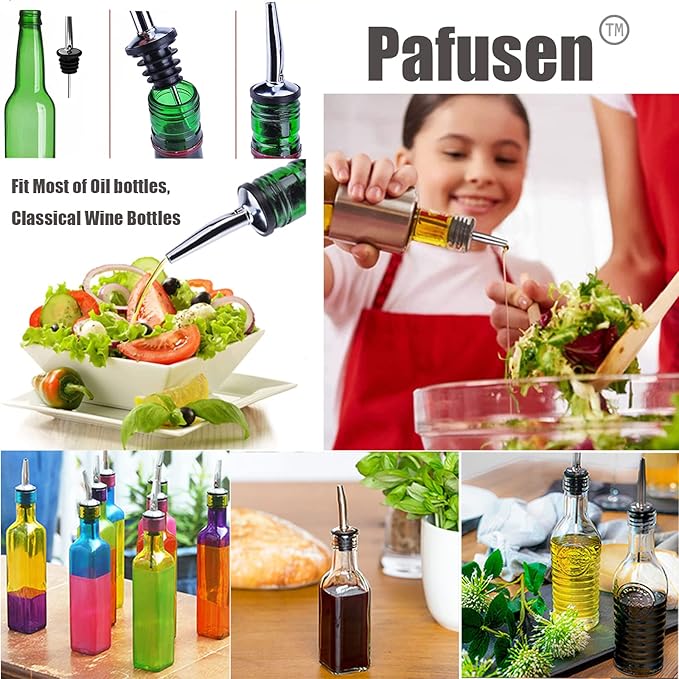 Pafusen 12 Pack Liquor Pour Spout With Dust Caps - Bottle Pourers for Alcohol, Olive Oil - Speed Pourers, Bar Bartender Accessories