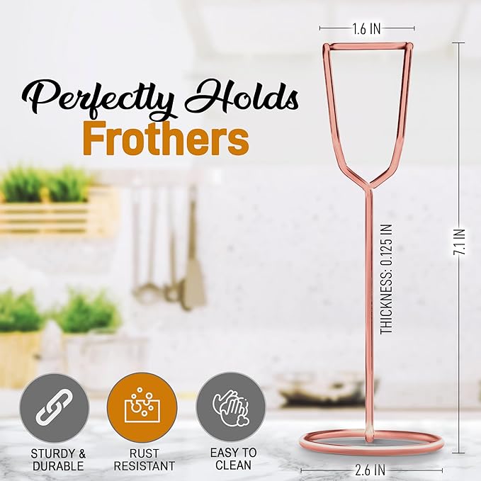 Zulay Kitchen Ultra Frother Stand for Milk Frothers - Heavy Duty, Premium Rust Resistant Milk Frother Holder for Multiple Types of Handheld Frothers (Rose Gold)