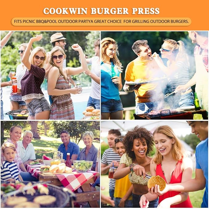 Burger Press-Heavy Duty Smash Burger Press with Heat Insulation Handle-7 Inch Cast Iron Burger Smasher,Bacon Press,Sandwich Press-Round Hamburger Press for Griddle-50 PC Patty Paper for Burger make