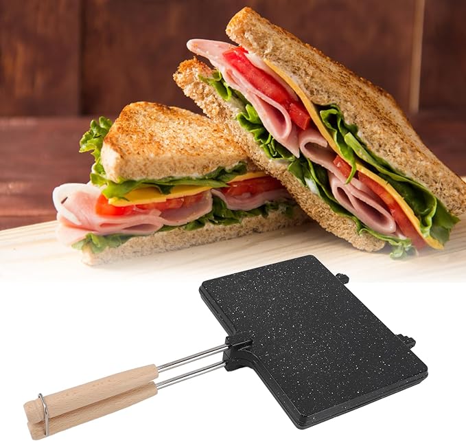 Zerodis Hand Sandwich Maker,Nonstick Double Sided Sandwich Baking Pan Panini Presser Flip Grill Pan Home Breakfast Toaster for Pancakes Toast Omelets