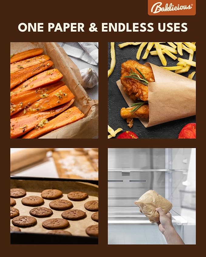 16x24 inch Unbleached Heavy Duty Parchment Paper Sheets, 100Pcs Precut Non-Stick Full Parchment Paper for Baking, Cooking, Grilling, Frying, Steaming, Full Sheet Baking Pan Liners