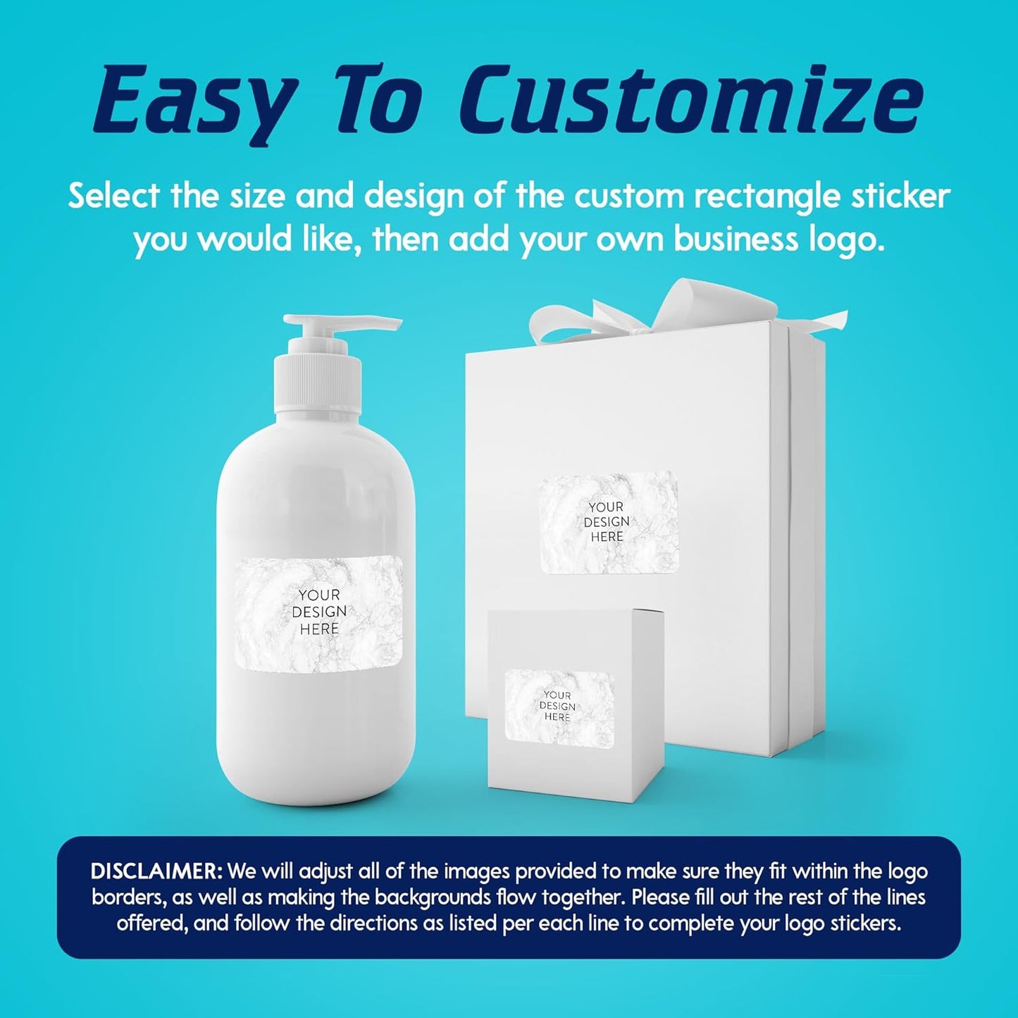 100 Custom Vinyl Stickers - Upload Your own Image, Text, Design, Logo - Personalized Logo Labels for Handmade, Packaging, Bottle, Jars, Candle, Brand Stickers (Silver Marble, 4x2)