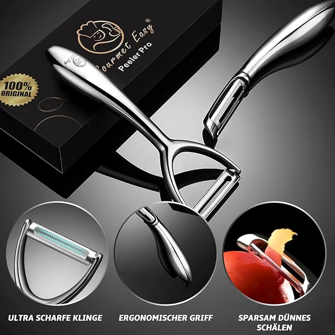 Vegetable Peeler, Premium Stainless Steel Potato Peeler, High Tensile Ultra Sharp Blade Fruit and Food Slicer, I Shaped with Ergonomic Non-Slip Handle, Dishwasher Safe with 5 Years Warranty