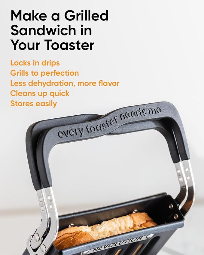 Revolution Toastie Press (Works With All Toasters) Conveniently Toast Delicious Quesadillas, Paninis, and Grilled Cheese in Your Toaster