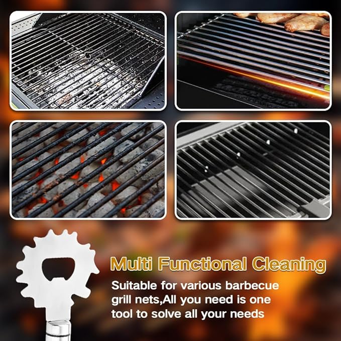 Grill Cleaning Scraper – Stainless Steel BBQ Brush Tool for Grates, Crevices & Mesh – Heavy-Duty, Rustproof, Multi-Surface Scraper for Gas, Charcoal, Pellet Grills