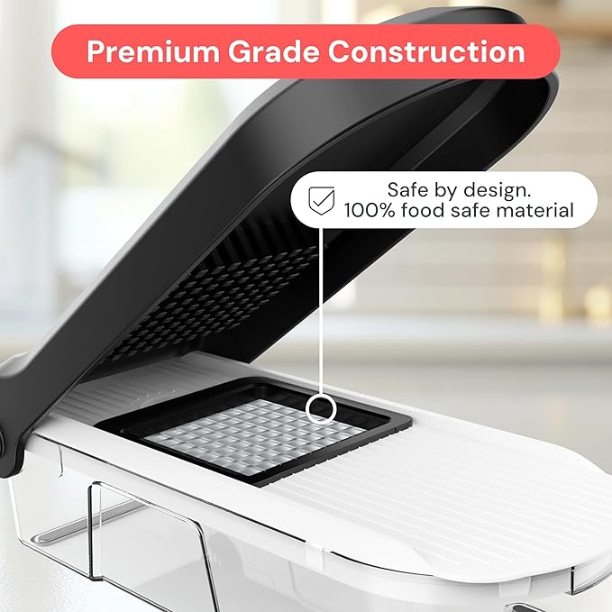 Fullstar Mandoline Slicer for Kitchen - Vegetable Chopper, Onion Potato Food Veggie Fruit Slicer and Cutter with Container, Kitchen Gadgets & Accessories, Home Essentials (6-in-1, Black)