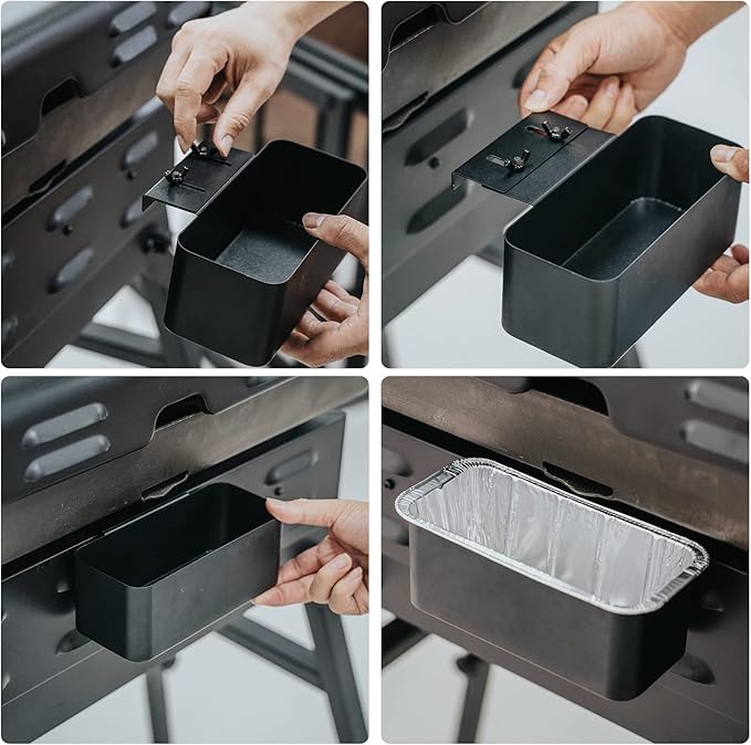 Stanbroil Griddle Grease Cup Tray Holder Catcher Pan with 10 Pack Aluminum Drip Pans Rear Grease Cup Liners for Blackstone 17", 22", 28", 36" Griddles