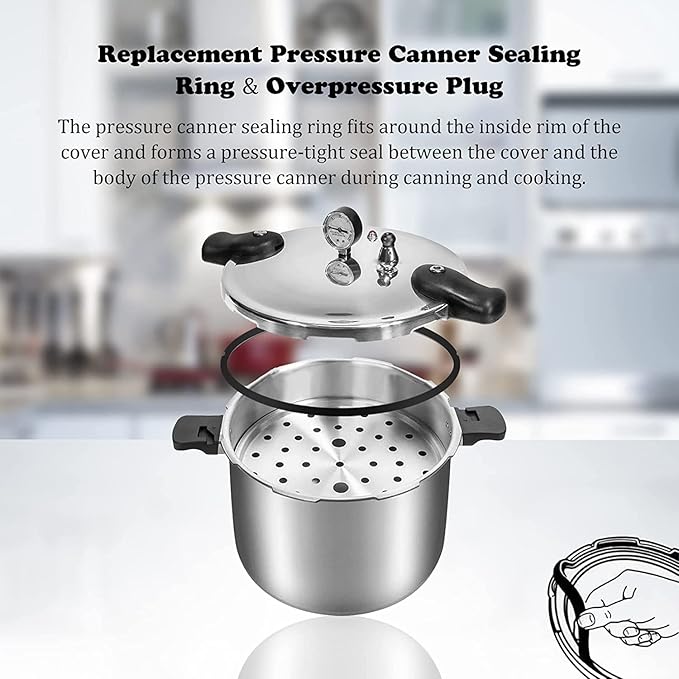 09907 Pressure Cooker Sealing Ring/Gasket Fit for Presto CA16, CA16H & 21 Qt In Box Pressure Canner Sealing Ring & Automatic Air Vent (1075)
