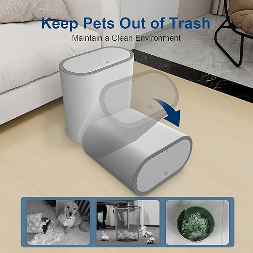 Naisu 15 Liter Rectangular Plastic Trash Can Wastebasket with Press Type Lid,4 Gallon Slim Plastic Trash Bin, Trash Can Waste Bins for Bedroom, Bathroom, Office, Kitchen， Powder Room（White）