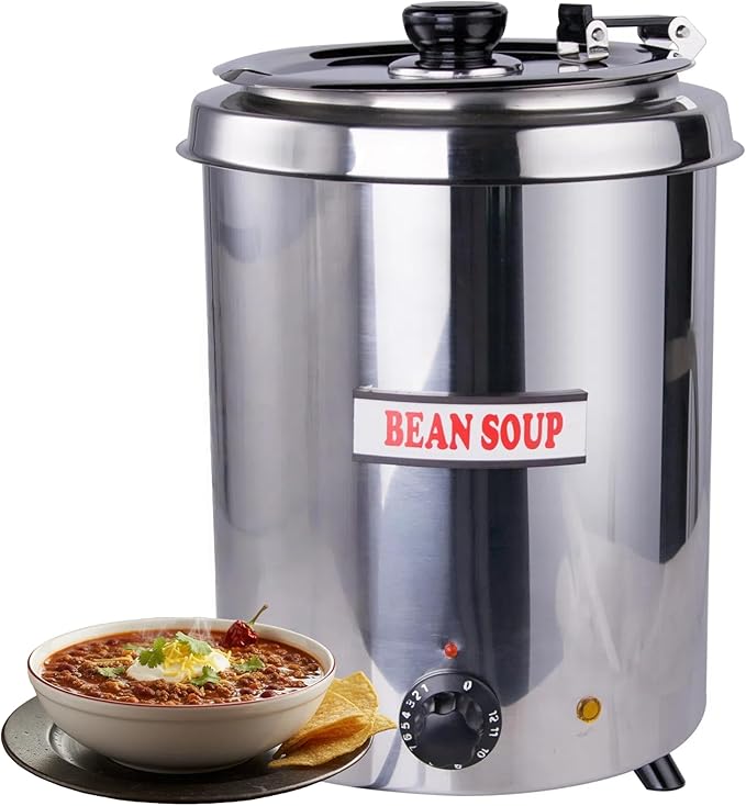 6Qt Soup Warmers Commercial Soup Kettle Warmer with Hinged Lid and Detachable Stainless Steel Pot, Food Warmer for Parties, Buffet